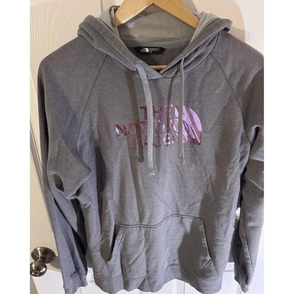 The North Face Women's Gray Hoodie Size Large Cotton Polyester Blend Pullover - Picture 2 of 5